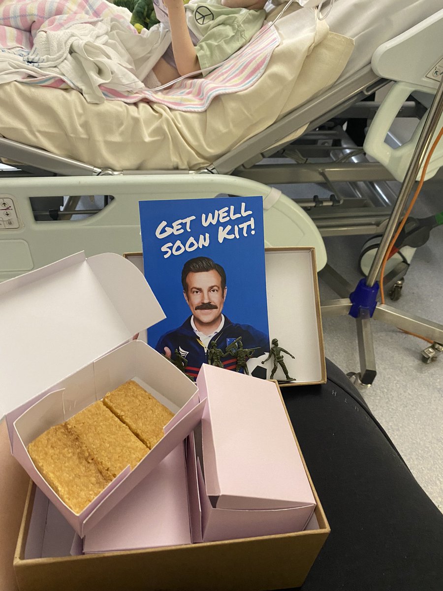 lunchplans_'s tweet image. This week, my 3 yr old son (named Kit) was diagnosed with leukaemia. We are completely shattered. Not much has made me smile since, but when a box arrived at hospital today containing this - I had tears of joy. You bet we’re believing that he’ll get through this. #TedLasso