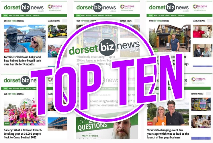 Counting down our Top Ten most viewed stories incl: <a href="/YogaWithVickiB/">Vicki Baumann</a> <a href="/LorraineJourno/">lorraine gibson journalist/author</a> <a href="/BerylBikes/">Beryl</a> <a href="/PatrickGough/">Patrick Gough</a> <a href="/DorsetComFnd/">Dorset Community Foundation</a> <a href="/BSRGroup_/">British Solar Renewables (BSR)</a> <a href="/Morebusco/">morebus</a> and – at #1 – congrats  @AndyJCLennox @FUHospitality. See the full countdown 👇👇👇and have a great weekend! dorsetbiznews.co.uk/check-out-this…