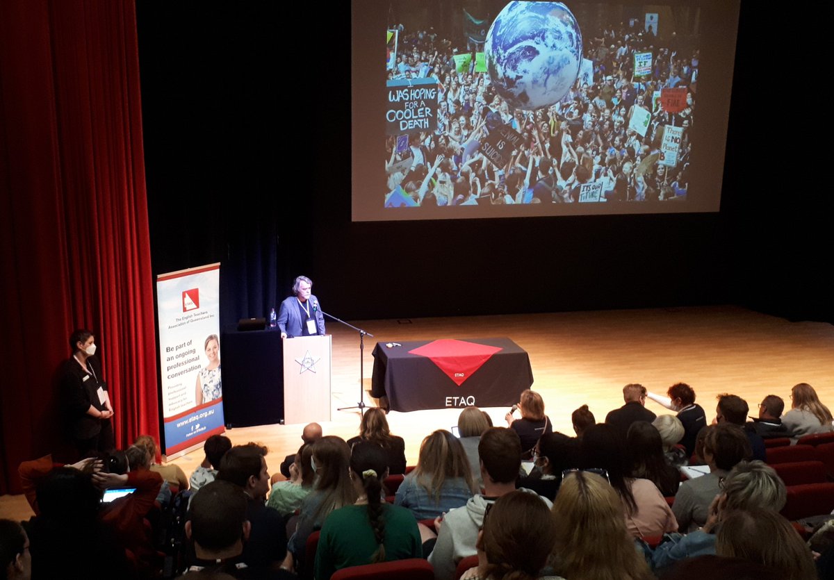 A truly inspirational keynote address from @DrSRiddle at the <a href="/ETAQld/">ETAQ</a> State Conference today. A call educate for democracy, and to prioritise teaching in line with the English curriculum over baseless exercises in data collection. #etaq22