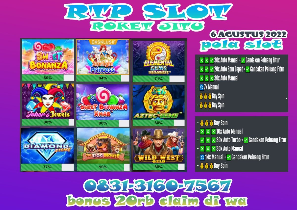 66_roket's tweet photo. GAS LAH NI RTP DI SITUS REKOMENDASI 💯💯
langsung ke wa kalau mau grstis 100%
#gamewin88 #slot #slotonline #judionline #otonline #situsslot #slotonlineterpercaya #gameonline #slotmurah #caramenangslot #slotpragmatic #gameslot #jackpotslot #tutorial #phoenixrises #pocketgames #tip https://t.co/nSNKki6EZq