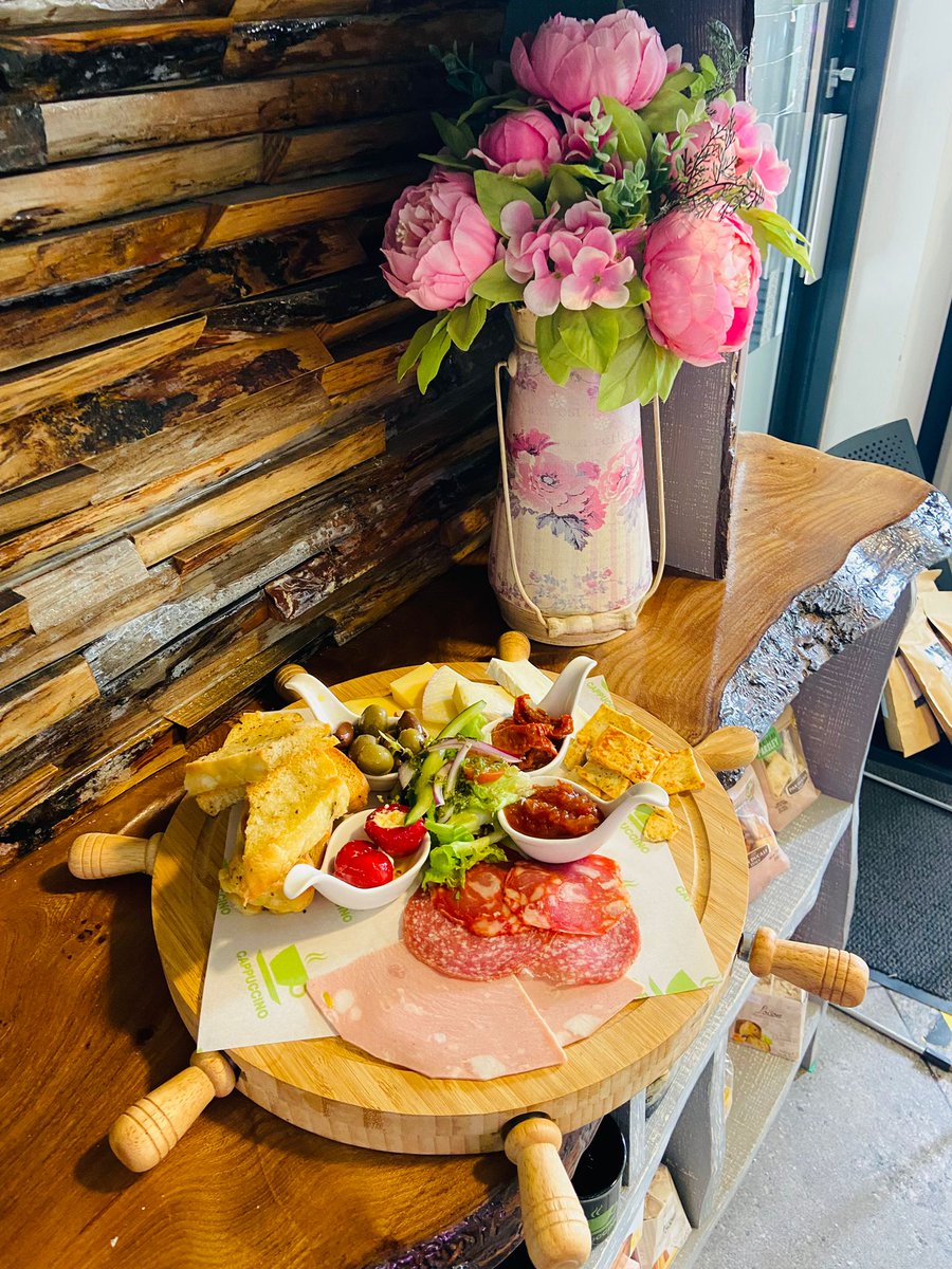 Enjoy our mixed platter in the sunshine from just £15 .☀️

Including a selection of rich cheeses and continental meats. with bread, crackers and dips on the side.🧀🍖

And of course you'll need something to wash it down...add a small bottle of Prosecco for just £3.99.🥂