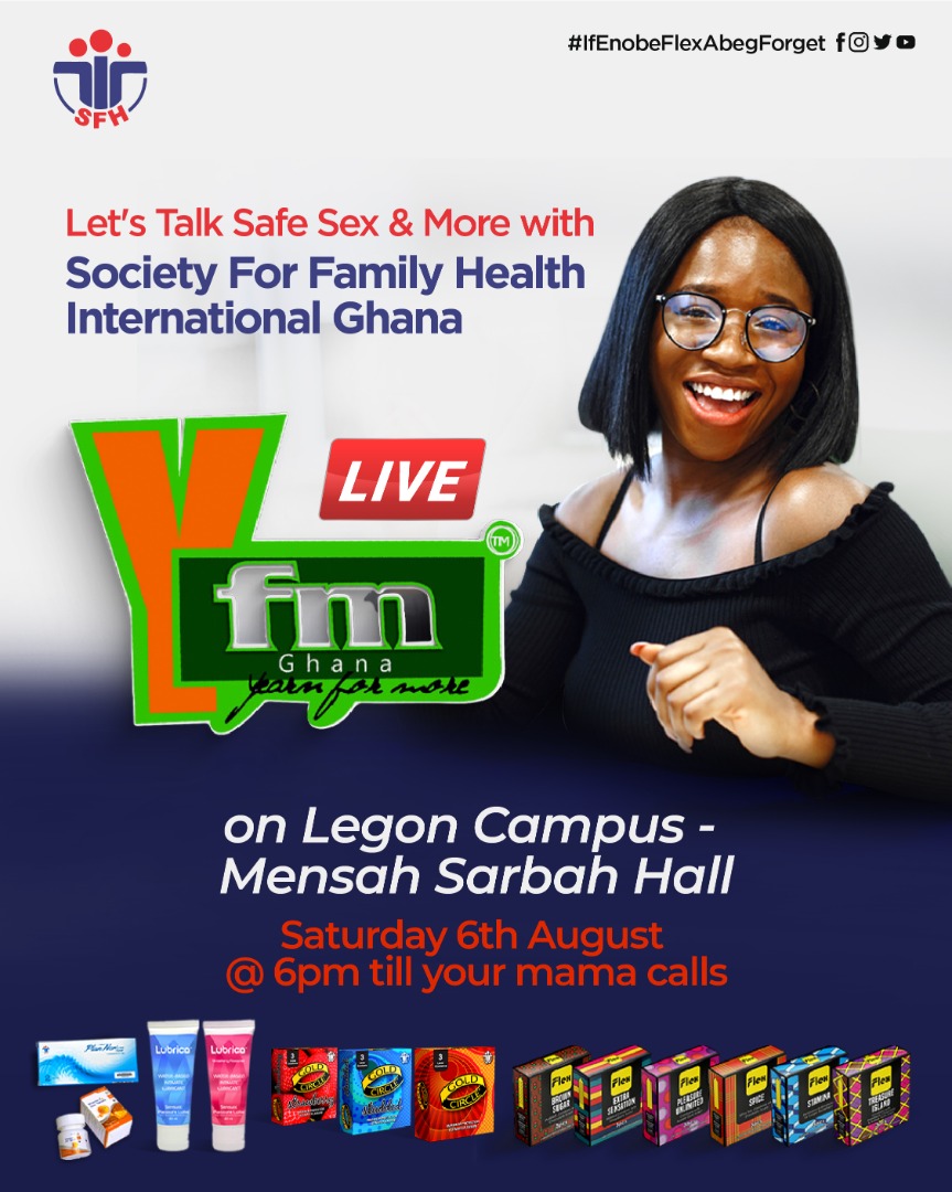Ladies &amp; Gents, your #reproductivehealth matters.. join us on air/grounds💃

#AfricanWomensVoices #Ifenobeflexabegforget #healthyliving #education
<a href="/Y1079FM/">YFM ACCRA</a> <a href="/SFHIGhana/">SFH International Ghana</a> <a href="/SFHNigeria/">Society for Family Health</a> <a href="/Official_GMA/">GlobalMediaAlliance</a> @etv_ghana <a href="/HAPPY989FM/">Happy 98.9 FM</a> <a href="/y1025fm/">YFM KUMASI 🇬🇭</a> <a href="/Y979FM/">YFM Takoradi</a> <a href="/lubricaghana/">Lubricaghana</a> <a href="/FlexCondoms/">FlexCondoms</a> <a href="/circlecondoms/">GoldCirclecondoms</a>