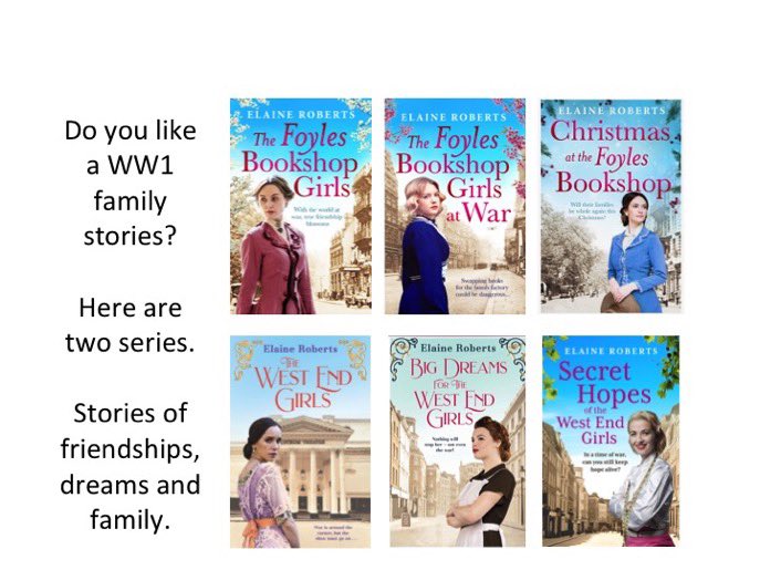 Try a WW1 novel about friendships &amp; love. Two series here: The Foyles Bookshop Girls &amp; The West End Girls. Give it a go 😃

Women’s lives changed so friendships &amp; family were even more important.

Check them out: amzn.to/3hHRB3m  

#Kindle #KindleUnlimited #Sagasaturday
