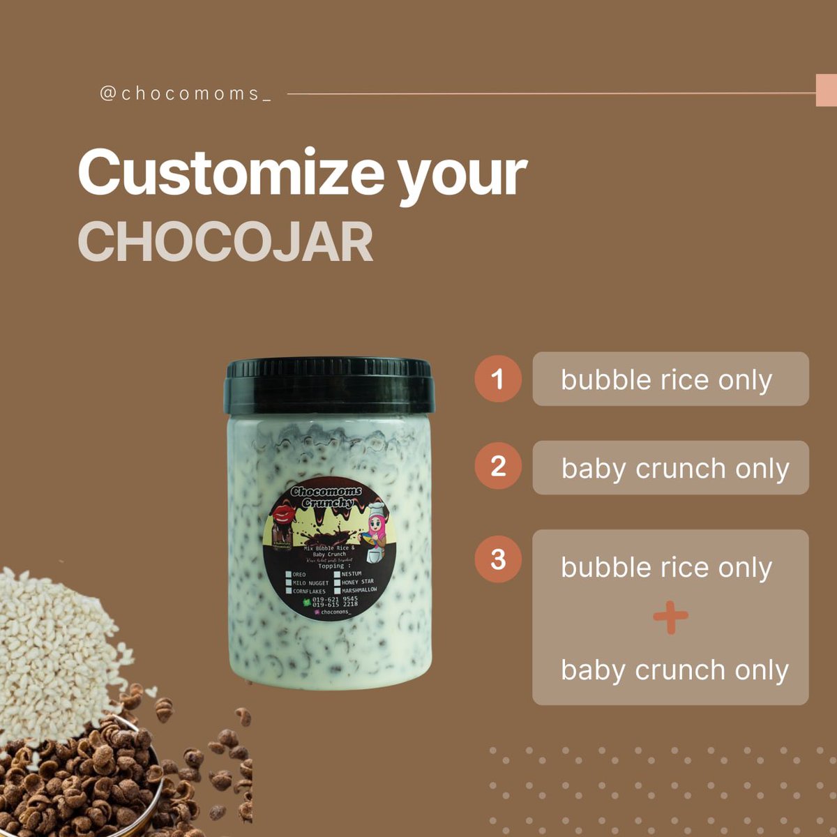 Chocomoms_'s tweet photo. Customize your favorite chocojar now!!
No extra charge tau ๐ซถ๐ป
Grab yours now!
#chocojar
#chocojarmurah
#chocojarsedap
#chocojarsenawang
#chocojarseremban
#chocojarmalaysia https://t.co/1YZzUoU1WP