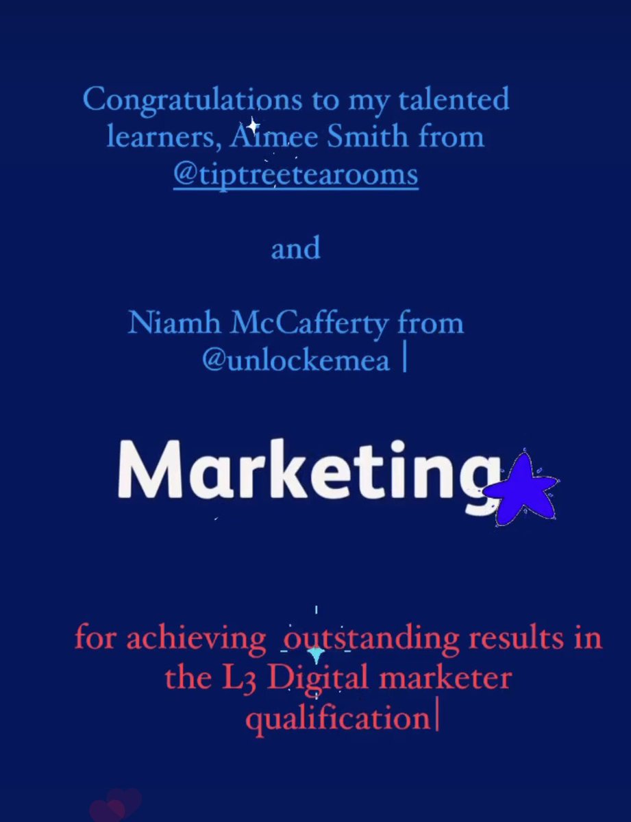 Veronique7's tweet photo. Congratulations Aimee and Niamh on your brilliant results in achieving the L3 Digital Marketer qualification ⭐️⭐️⭐️
#digitalmarketer #nevergiveup #FutureStars #Inspire https://t.co/AaVdJDM2oE