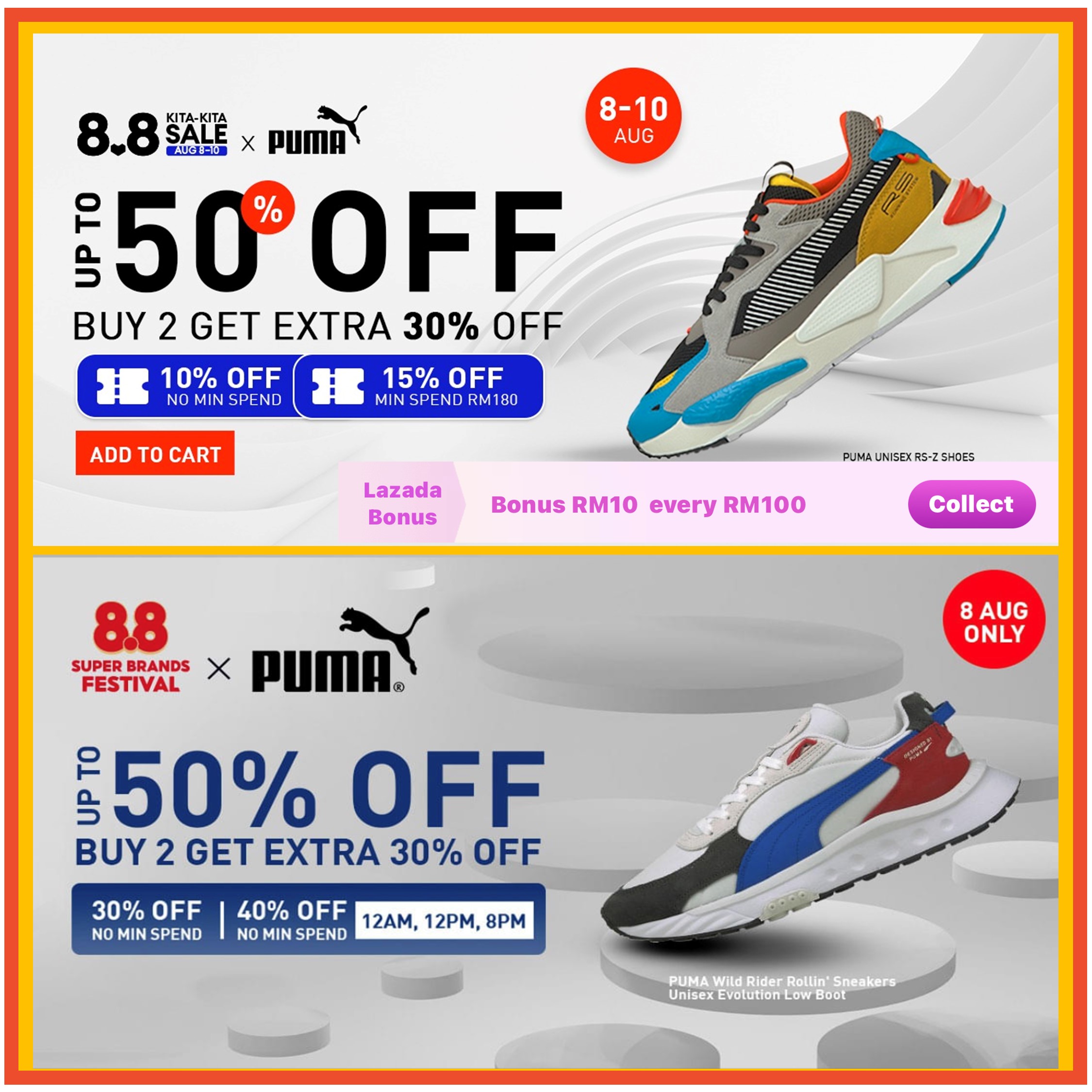 8.8 Sale - PUMA x Lazada + Shopee