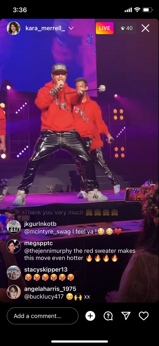 megspptc's tweet photo. Sad to report that we all died: Cause of death, red NYNUK sweater, leather pants & flashlights. It was the sweetest way to die ๐ฅ๐โ ๏ธโฐ๏ธ @DonnieWahlberg @nkotb #nkotbhawaii @TheJenniMurphy @LiZAmtl @MyBlueWorld777 @SkipperChic #3AMCrew https://t.co/8KtKxxxBMN