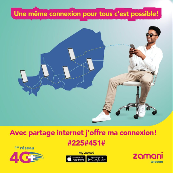 ZamaniTelecom's tweet photo. Avec Zamani telecom, je partage mon volume internet même à des milliers de kilomètres tranquillement au #225#451# à 50f/numéro l’ajout de mes 5 contacts au choix. #ZamaniTelecom #PartageInternet #Niger https://t.co/3zCxuQAVCp