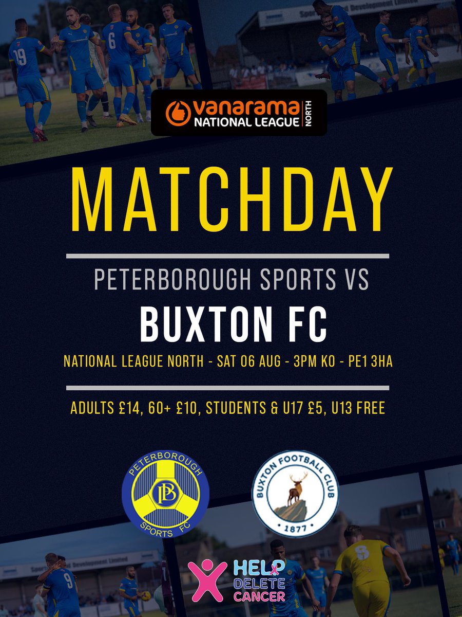 𝙈𝘼𝙏𝘾𝙃𝘿𝘼𝙔⚽️

Here we go then! The opening match of our <a href="/TheVanaramaNL/">#SurvivedFrank #killrecky</a> North campaign has arrived!🟡🔵

🆚 <a href="/Buxton_FC/">Buxton Football Club</a> 
🏟 The Bee Arena, PE1 3HA
🗓 Sat 6th August
⏰ 3pm KO

Many thanks to <a href="/wombathell/">Mick Taylor</a> &amp; RedKite Wood Products for sponsoring today’s game!

#PSLFC