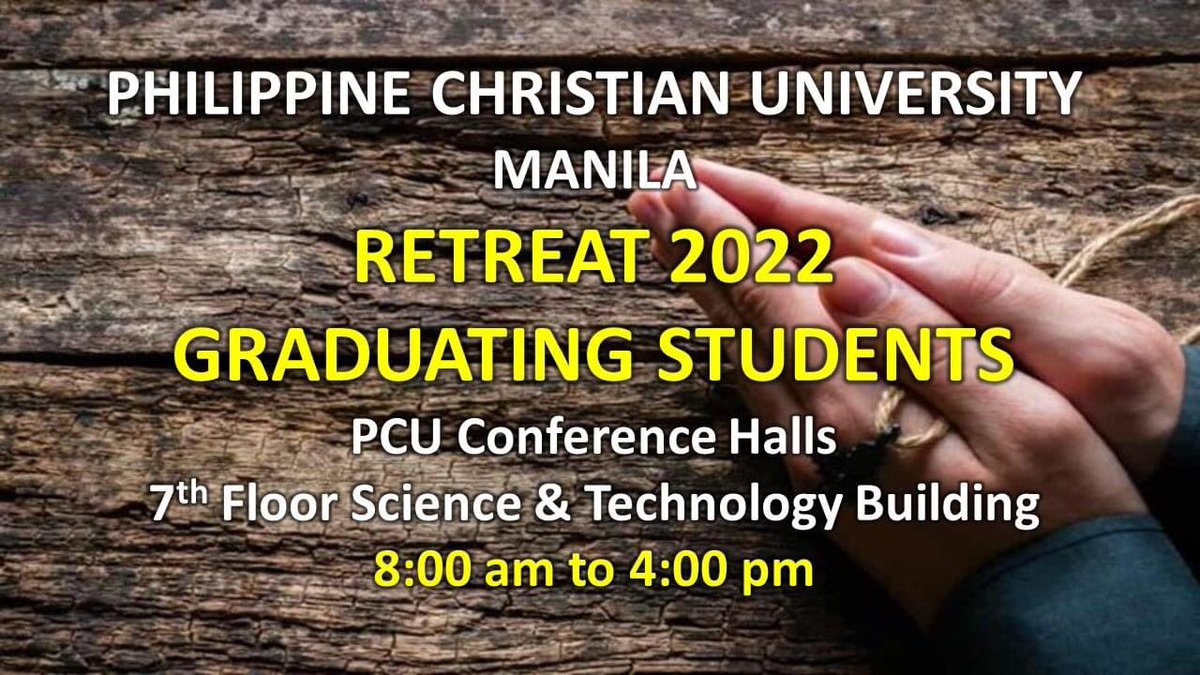 psamaskom1's tweet photo. ATTENTION: GRADUATING STUDENTS
Attached is the invitation from the Chaplaincy Office for the Retreat on Monday, August 8, 2022 from 8:00am to 4:00pm. Thank you.
Credits to PCU CASSW Facebook Page
#VivaSamaskom #Samaskom2122 https://t.co/h2LZSbAUkU