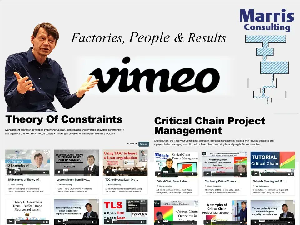 PMarris's tweet photo. Marris Consulting Vimeo channel: Theory Of Constraints, Lean, Critical Chain Project Management, etc. https://t.co/zl3MoZpw7K
Curated by @PMarris and his team at @Marris_Co_En
#TheoryOfConstraints #Lean #GoodLean #Goldratt #CriticalChain #LogicalThinkingProcess #tocot https://t.co/Du2J50FTVf