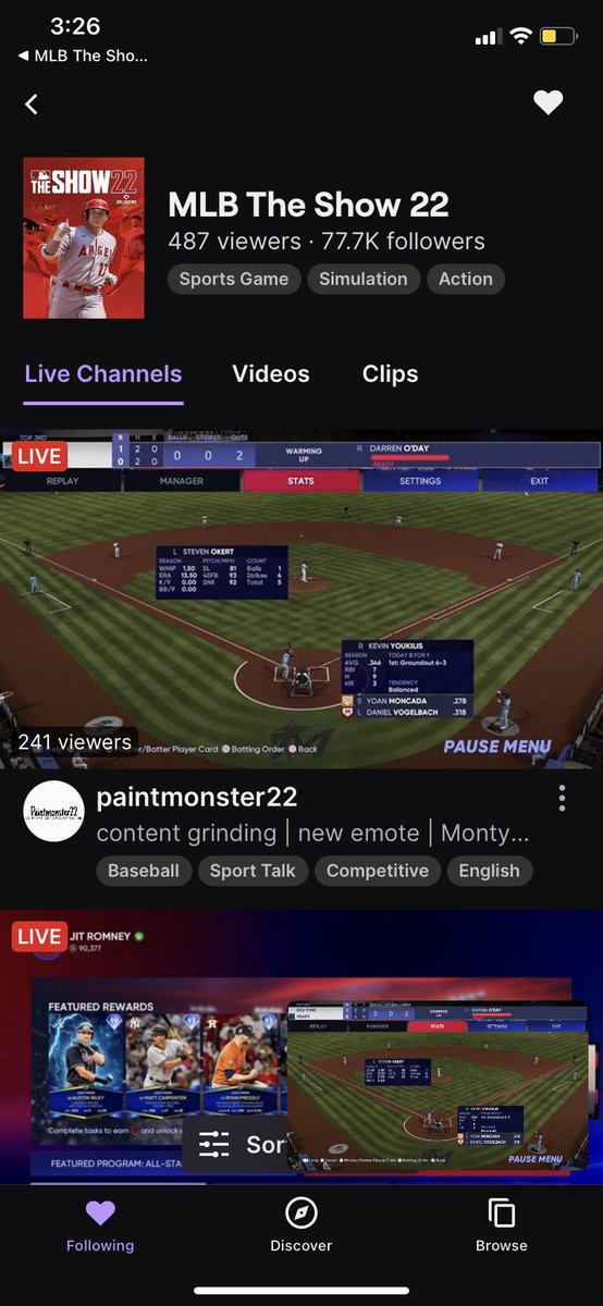 AdamMB27's tweet image. Number one mlb streamer in the world @iampaintmonster