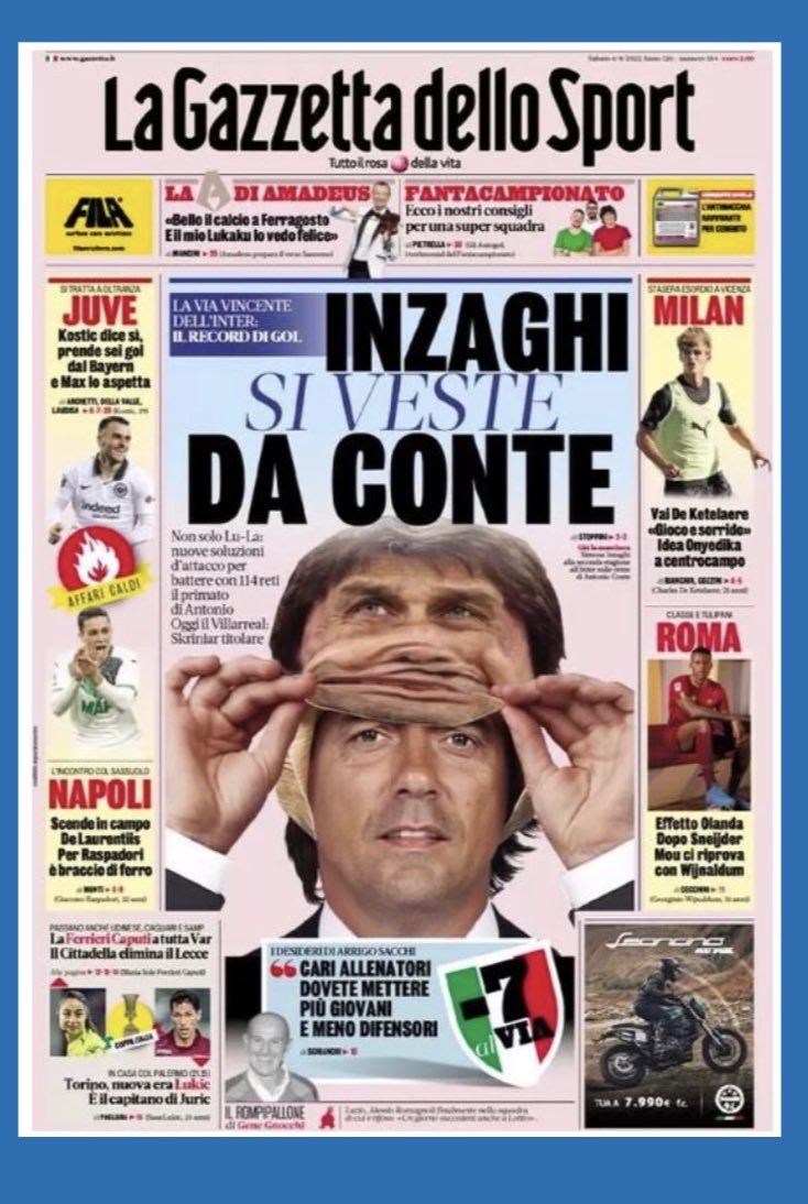 MDuini's tweet photo. @TweetGino Che fantasia la gazzetta eh!!! Prima pagina di oggi https://t.co/vLG3wzLHCh