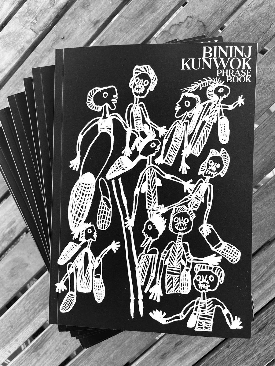 Sunday 7 August 2022, 2pm Darwin Convention Centre NT, come to the launch of our new Bininj Kunwok Phrasebook. Great for visitors, students and residents of Bininj communities with QR code linked audio. Illustrations by Kune speaker Balang Graham Rostron. #AboriginalLanguages