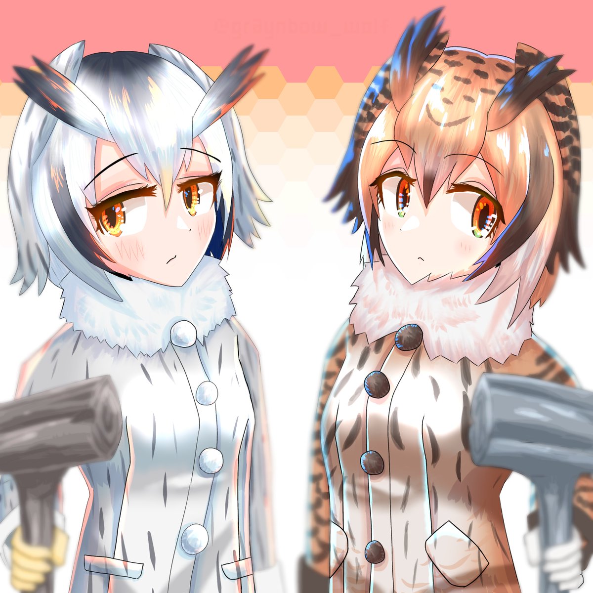 けものフレンズ「博士と助手シュッてする方とシャーッとする方#けものフレンズ #イラスト 」|虹色のイラスト