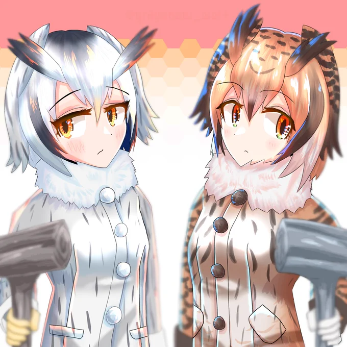 博士と助手シュッてする方とシャーッとする方#けものフレンズ #イラスト 