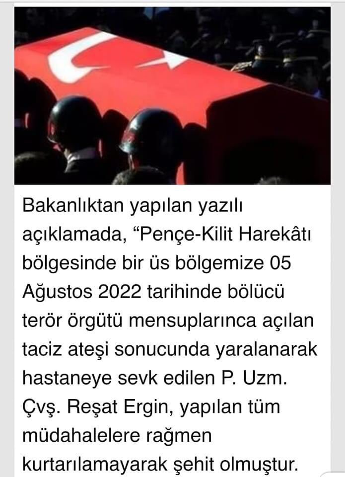 YİNE ŞEHİT HABERİ YÜREKLERİMİZİ
PARÇALADI BAŞIN SAGOLSUN TÜRKİYE BAŞIN SAĞOLSUN AKHİSAR MEKÂNIN CENNET OLSUN ŞEHİDİM AİLENE SABIRLAR VERSIN