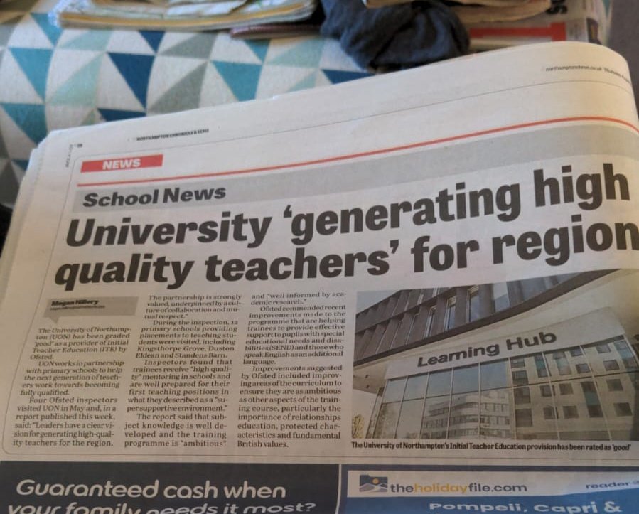 LJDevanny's tweet image. Nice to see this article in the local paper - we did good! I do love my job and am very proud to be a part of the team @PrimaryedUon 
#education #teaching #teacherlife