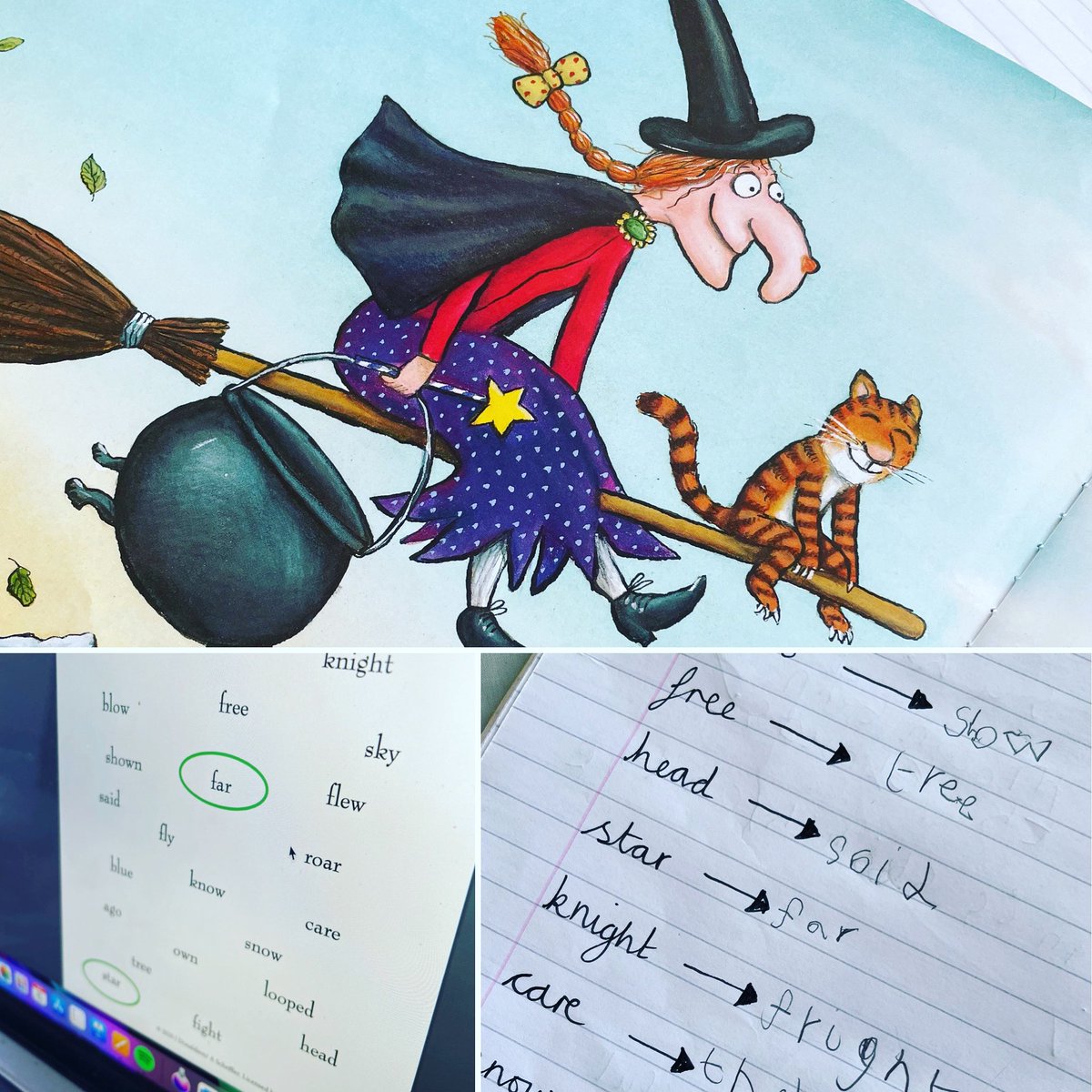 MyLearningJour's tweet photo. Rhyming session inspired by Room on the Broom today 💚 https://t.co/gdu5q71aAa