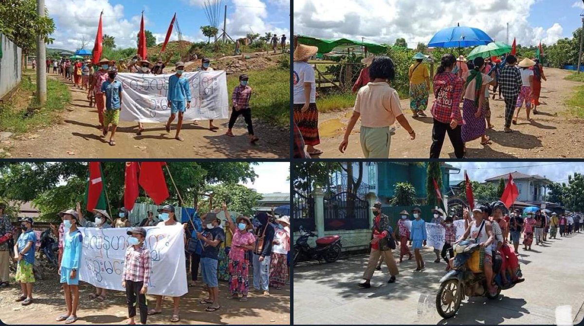 Multi-ethnic groups from Phakant rallied and took a stride with their great momentum to voice out their strong opposition towards military dictatorship.   #2022Aug6Coup #SavePoliticalPrisoners #WhatsHappeningInMyanmar