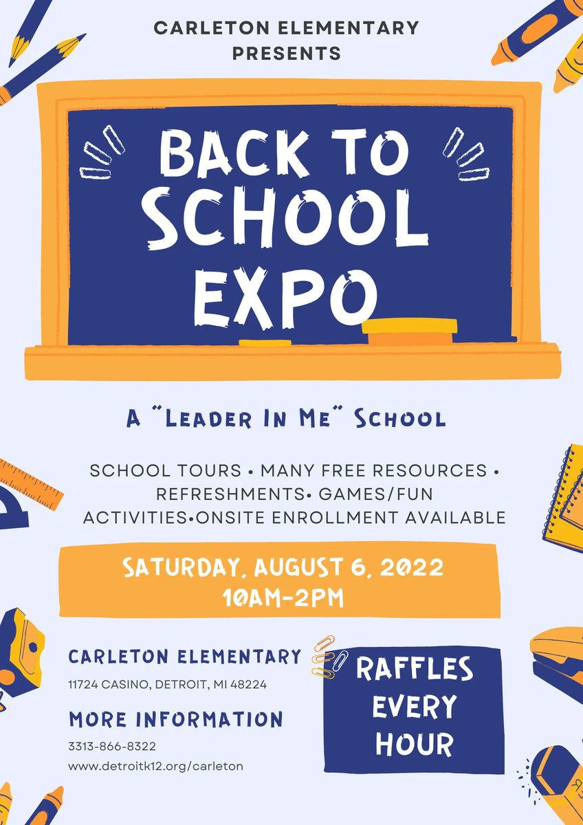 CarletonCougars's tweet image. Today's the day! Our Carleton Back to School Expo is happening from 10am-2pm. Come out for some family fun. Tour the school. Pick up free resources. Enroll onsite. Enjoy refreshments, games and raffles. 
#Carletonrocks
#Leaderinmeschool