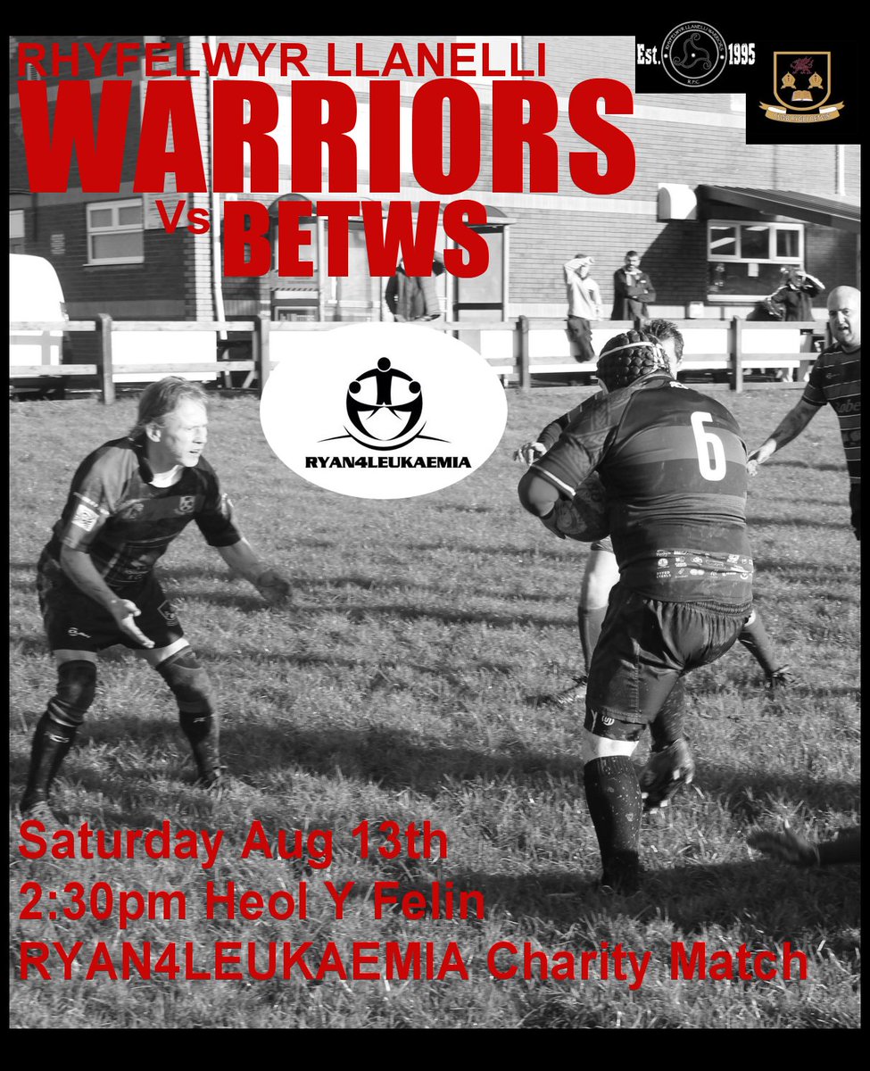 Great way to start our 27th season!
<a href="/Betwsrfc/">Betws RFC</a> (A) raising money for <a href="/R4Leukaemia/">Ryan4Leukaemia</a> Come &amp; Support what is always a great day.  Support local rugby, mixed ability rugby &amp; raise money for a fantastic local charity that directly supports the community
13.8.22 2:30pm SA18 2HL
<a href="/LLSusa/">伊藤佑愛</a>