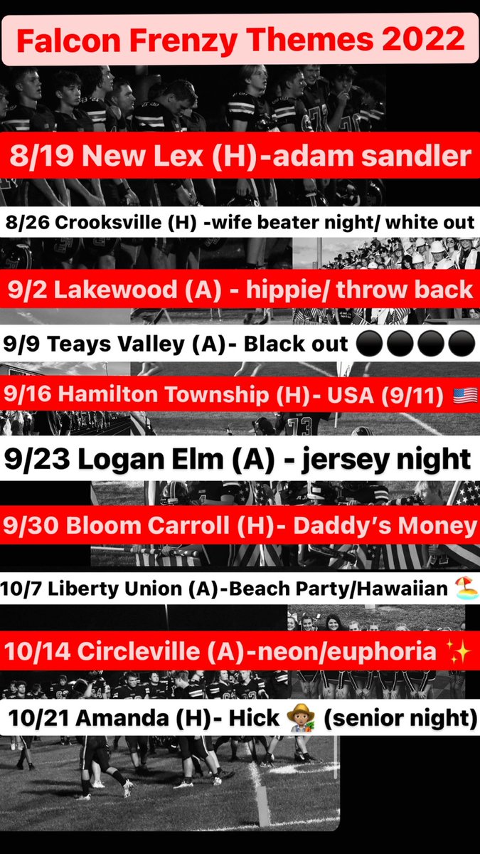 🦅2022 FALCON FOOTBALL THEMES 🦅 It’s time to rumble!!! 🔴⚫️