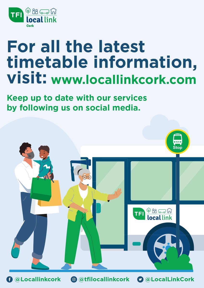 Trying to find out whether the timetable is up to date ? Always check www.locallinkcork for the latest details. The cache of you phone or computer can store old timetables so please visit our website. 
#tfilocallinkcork #ruraltransport #publictransport