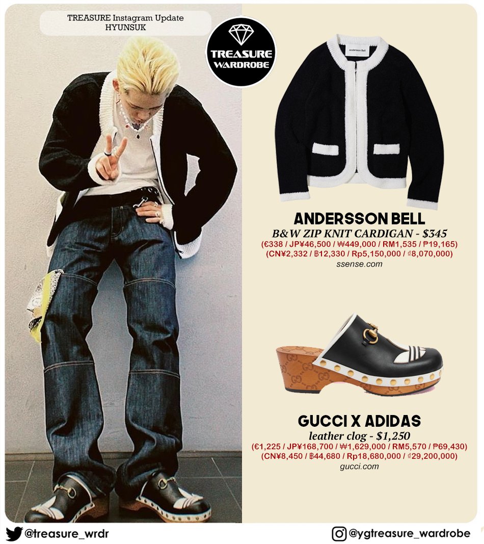 #HYUNSUK wearing
#AnderssonBell knit cardigan
#Gucci x #adidas clog

#HYUNSUKWARDROBE #トレジャー #TREASURE #트레저 #CHOIHYUNSUK #최현석