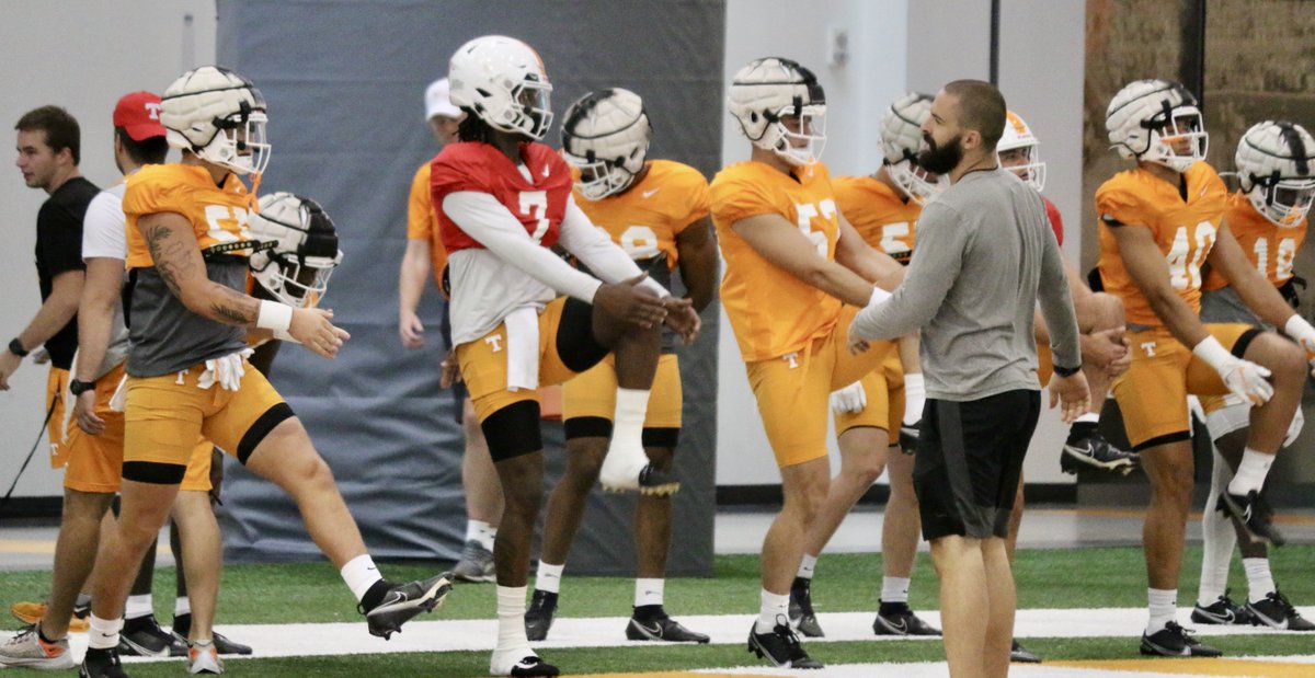 I laugh every day when QB Joe Milton III stretches with the #Vols LBs, because Milton (6-5, 245) is significantly larger than all of them.