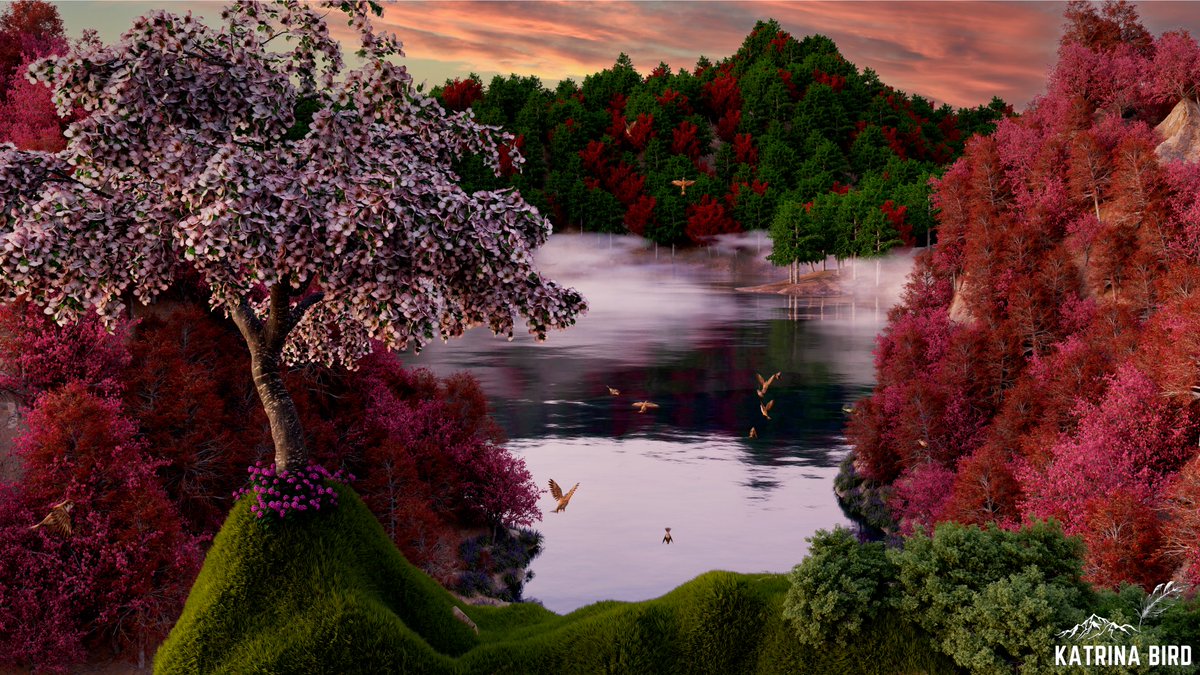 RedHairedHeron's tweet photo. "Autumn Lake." One of my favourite renders to date. 
#blender #Blender3d #digitalart #landscape #autumn #3dart https://t.co/i3wOBg2x0v