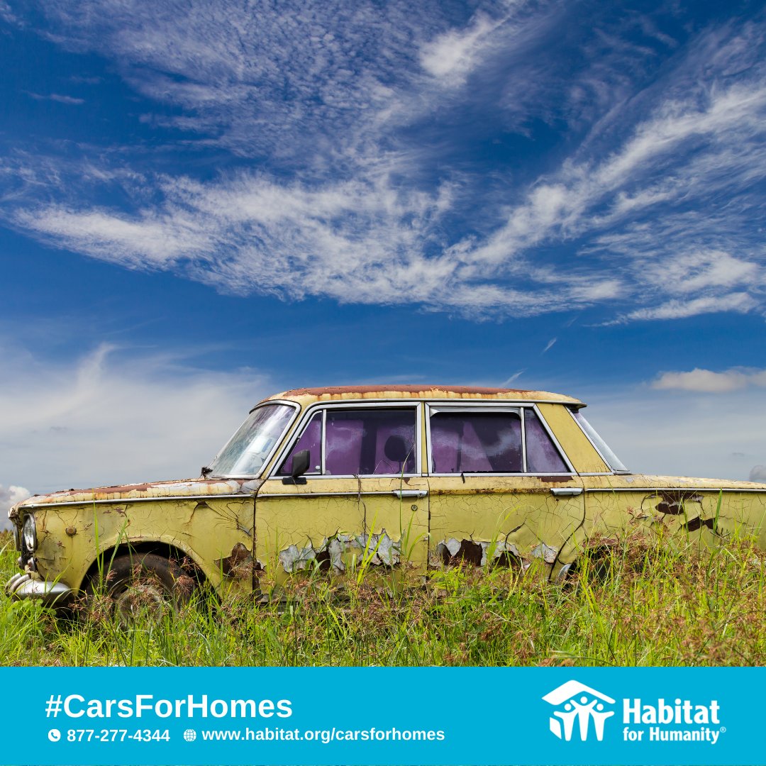 Turn your old car into cash by donating it to Habitat for Humanity. We'll put the proceeds toward affordable housing in YOUR community! 🚗 Learn more: bit.ly/37tKx5S 

#UnderOneRoof
#HabitatForHumanity
#Nonprofit
#Clunkers
#DoGoodFeelGood
#CaringCommunity