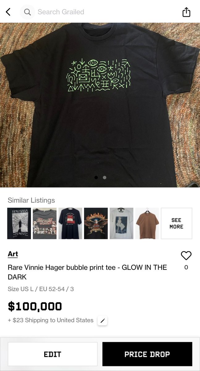 <a href="/VinnieHager/">Vinnie</a> The Discord notified me my Grailed price wasn’t Grailed priced correctly. Made a correction 💌📈