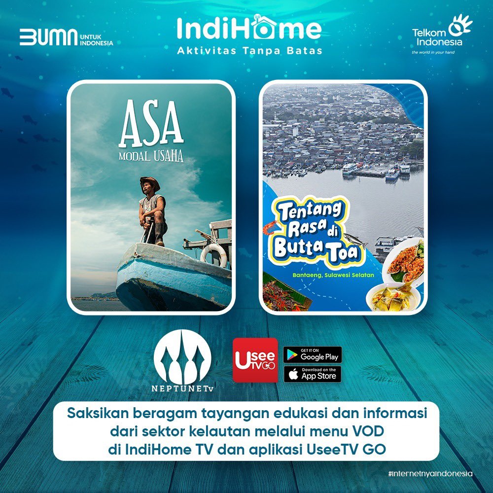 IndiHome's tweet image. Sobat, makin mudah nih buat kamu yang suka nonton tayangan edukasi dan informasi mengenai kelautan.

Langsung ke menu VOD di IndiHome TV atau aplikasi UseeTV GO!

#AktivitasTanpaBatas 
#InternetnyaIndonesia
#UseeTVGo