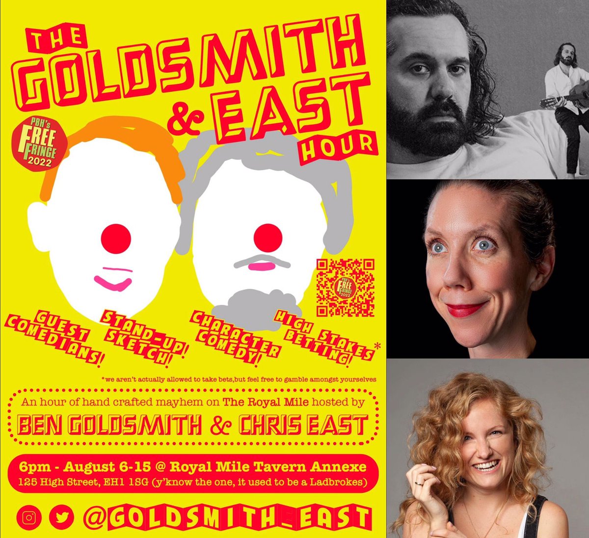 Goldsmith_East's tweet photo. 🚨AMAZING NEWS KLAXON🚨 

⭐️ We are buzzed to announce the first ever line-up for The Goldsmith &amp; East Hour ⭐️
😍@solo_stacey 
😍@tarabo 
😍@samiabuwardeh 

⏰ 6pm, Saturday 6th
🤷‍♂️ The Royal Mile Tavern Annexe 
💰 Free Fringe @thefreefringe
🎩 @BenGoldsmith90 &amp; @ChreastBrand https://t.co/wP8XXTehwH