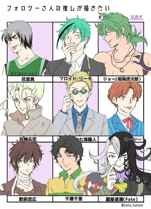 #フォロワーさんの推しが描きたい 
めっちゃくちゃ遅くなりましたー!
大変だったけど楽しかったです!そして大変勉強になりました!
構って下さった皆様、有難うございました! 