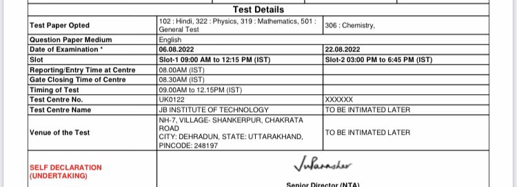 deeppanwar0001's tweet photo. #CUET
 sir 1 my exam is showed after 10th Aug , But now it is showed at 6th August 9am.. I mean today mail of downloading the admit card came at 8:30 am today how it is possible to write the exam today 
@DG_NTA 
datechange@nta.ac.in send mail this, but no response.plz help me https://t.co/ctY47W675j