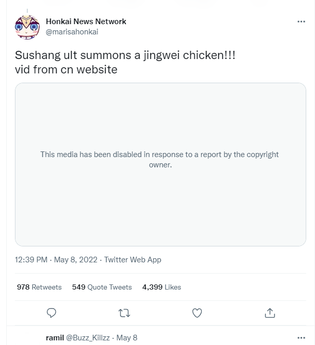 marisahonkai's tweet photo. Hoyo just copyright claimed me for SR sushang gif from May, which was already on their website and beta kekw https://t.co/xhxUsvKeUe