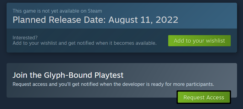 Our Playtest is now available via our Steam store!

store.steampowered.com/app/2021840/Gl…

You can Request Access after which we can accept the request. This will allow you download the game and play prior to release!

#Steam #Glyphbound #KayacMultimedia