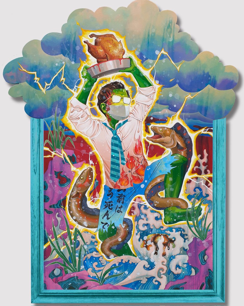 100 ways to die

No.11.3

"Roasted chicken by electric eel"⚡⚡

#DeathofBob #artoftheday  #artoninstagram #popsurrealism #artexhibition #artmagazine #characterdesign #thailandartist #現代アート #thaicontemporaryart #thaiartist #painting #日本で展覧会してえや