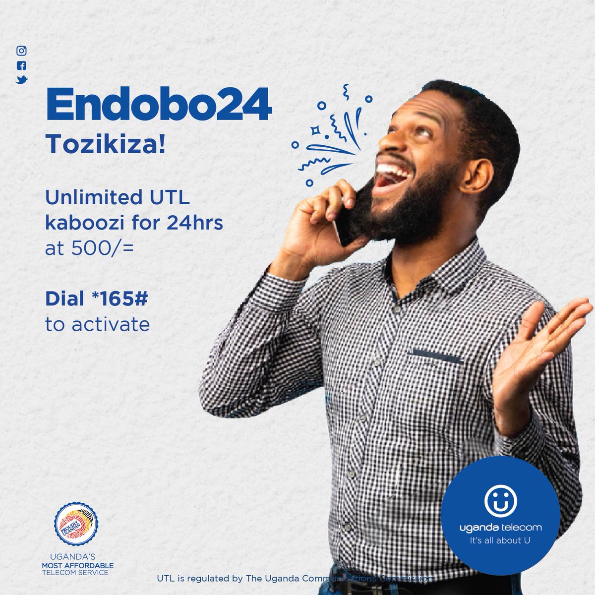 Utcl_ug's tweet photo. Weekend Jazz gets better with #ENDOBO. Dial *165# and enjoy Unlimited "Kaboozi" with Family and friends  at only 500/=. #ItsallaboutU https://t.co/u9qyiRVBCH