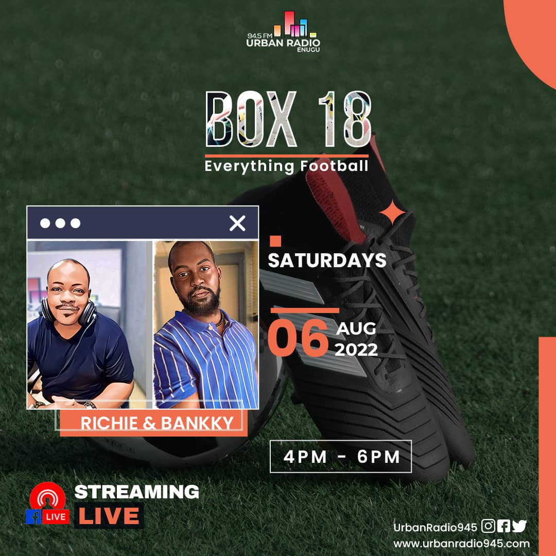 Everything football on Box 18 today 4 - 6PM @UrbanRadio945 @sports945 with @MrRichiy & I ⚽📻🔥😎 Stay locked on Urban Radio. #urbanradio #urban #box18 #football #soccer #premierleague #premierLeagueIsBack mixlr.com/urbanradio945