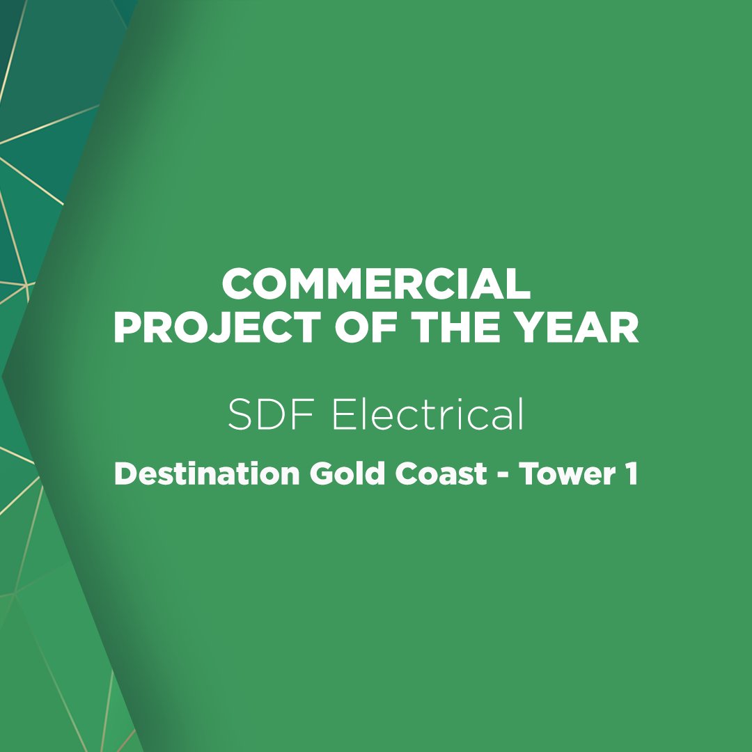Master Electricians (@masterelectrics) on Twitter photo The first award of the night has been announced! Congratulations to the 2022 Excellence Awards Commercial Project of the Year winner – SDF Electrical for their Destination Gold Coast – Tower 1 project. Thanks to award sponsor CNW. #meaawards2022 The first award of the night has been announced! Congratulations to the 2022 Excellence Awards Commercial Project of the Year winner – SDF Electrical for their Destination Gold Coast – Tower 1 project. Thanks to award sponsor CNW. #meaawards2022