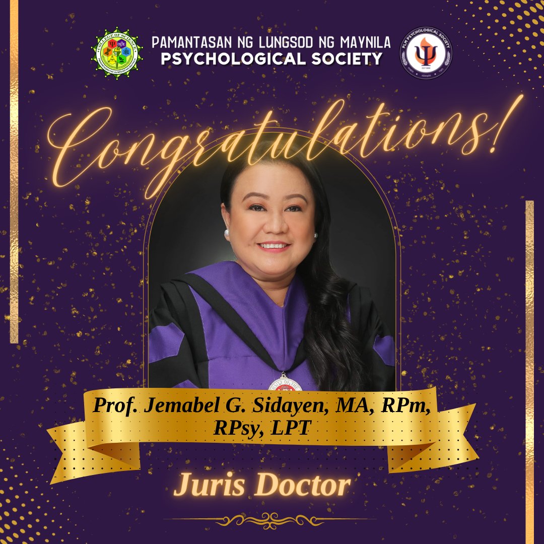 PLMPsySoc's tweet photo. Congratulations to our very own professors of the PLM Psychology Department!

May all of your success serve as an inspiration for our fellow Psychmates that dreams have no limits with a fair amount of burning desire, persistence, and commitment. <3

We are proud of you! https://t.co/2L0pSzv9dO
