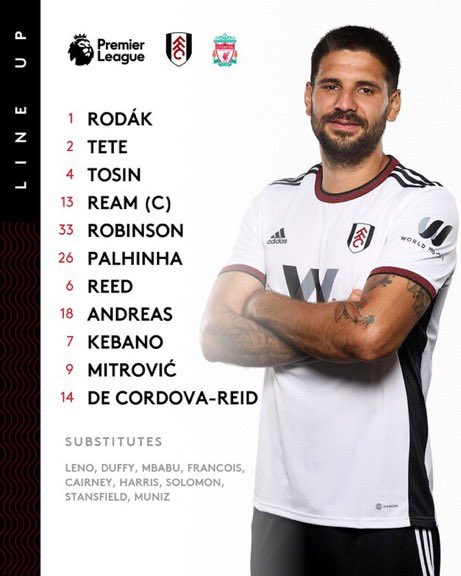sa__ramos4's tweet photo. 🏆 . الدوري الانجليزي 🏴󠁧󠁢󠁥󠁮󠁧󠁿 
⚽️ . فولهام &amp; ليفربول 
⌚️ . 14:30 🕋
🖥 . BeIN Premium 1
🎙 . رؤوف خليف

 ( تشكيلة الفريقين ) https://t.co/LxDWNNgfqx