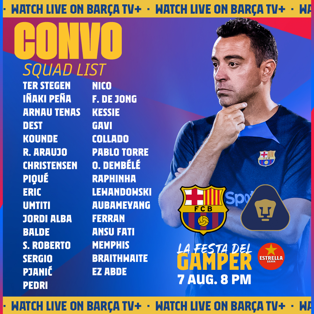 Barça Universal on Twitter "Official Squad list for the Joan Gamper