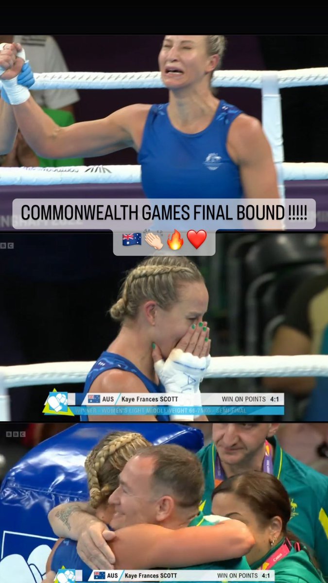 Wow and just like that <a href="/kayescottboxer/">Kayescott</a> beats the gold medal favourite to book her spot in the final! #CommonwealthGames2022 #aussie #boxing #TeamAUS