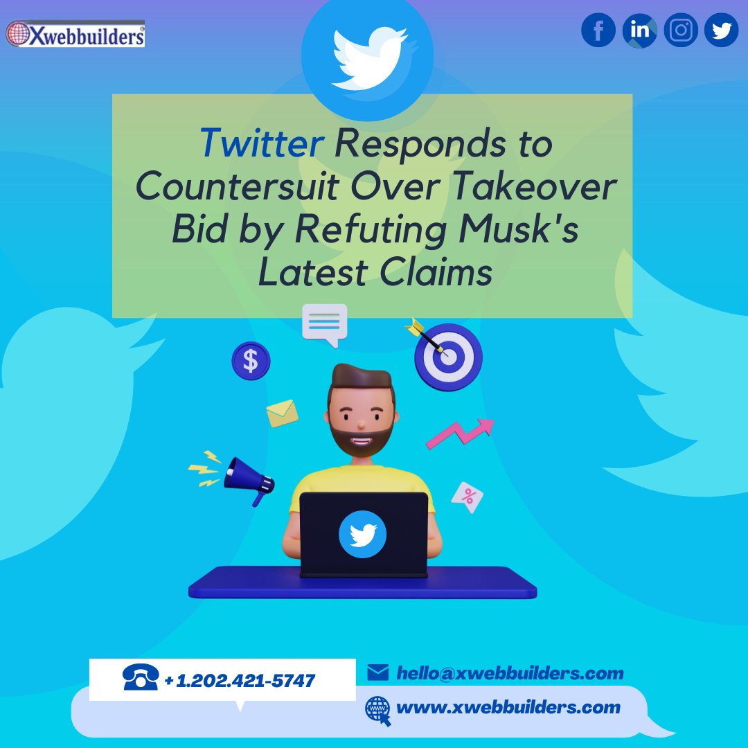 xweb_dotcom's tweet photo. #Twitter Responds to Countersuit Over Takeover Bid by Refuting Musk's Latest Claims.
.
#xwebbuilder #twitter #twitterovertakeoverbid #twitterbid #muskclaims #elonmusk #tweets #twitterpost https://t.co/ErZutMBff3