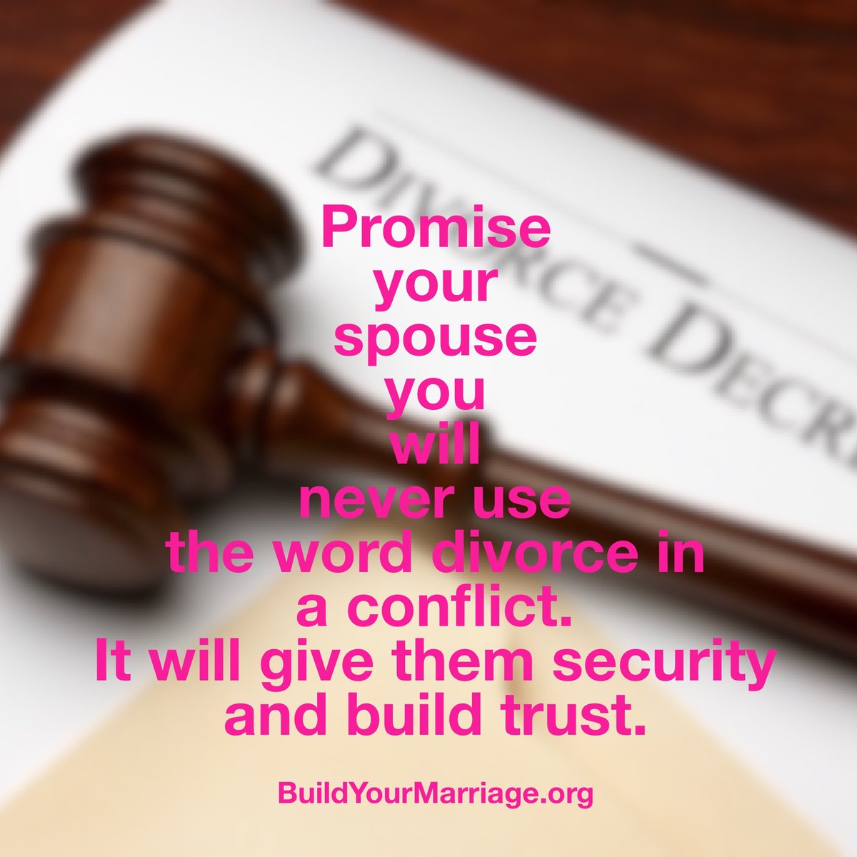 Make this assurance to each other. To #BuildYourMarriage to last, eliminate any threats about ending the marriage. #Covenant #marriagecovenant #marriage