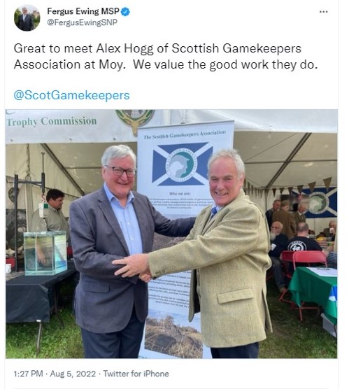 RaptorPersUK's tweet photo. Fergus Ewing MSP & his shooting industry pals disregard sanctions imposed on Moy Estate for wildlife crime.
Pretty embarrassing for the Scottish Government, eh @NicolaSturgeon @MairiGougeon @MairiMcAllan @lornaslater ??
https://t.co/KUM2dTZ5kj https://t.co/WpuSNs8eyw